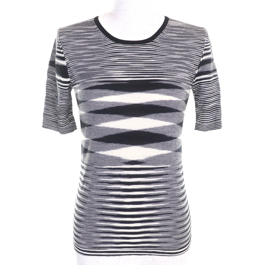 Excellent Missoni ensemble Multi-border knit cardigan short sleeve top black