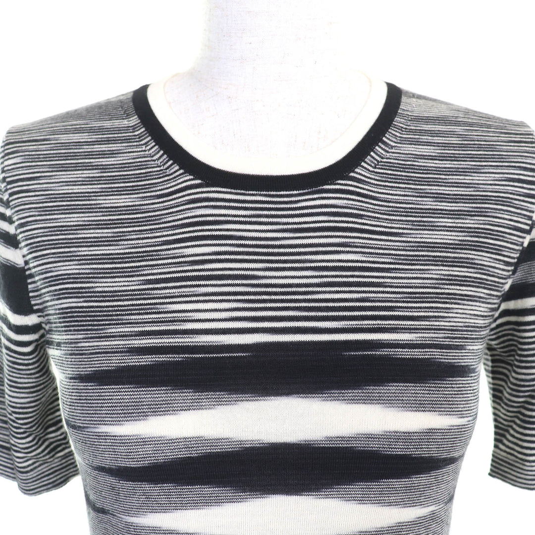 Excellent Missoni ensemble Multi-border knit cardigan short sleeve top black
