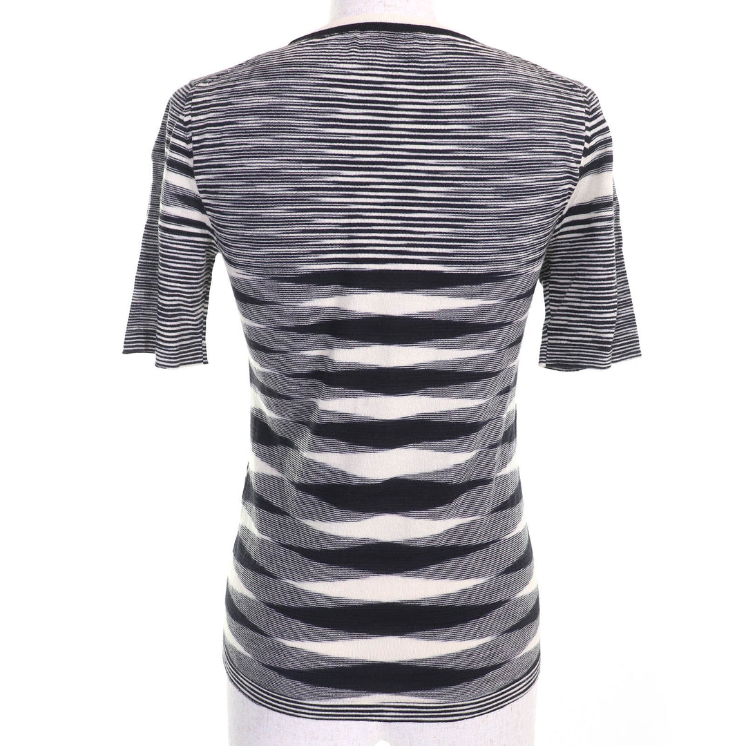 Excellent Missoni ensemble Multi-border knit cardigan short sleeve top black