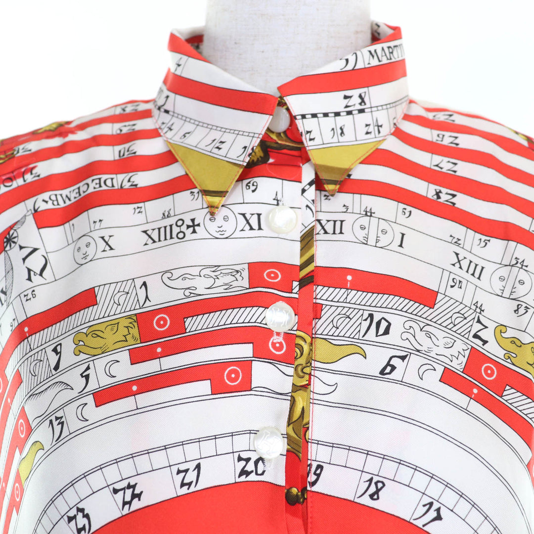 Excellent HERMES Short sleeve polo shirt astrology Twill Laine Silk Switch Knit
