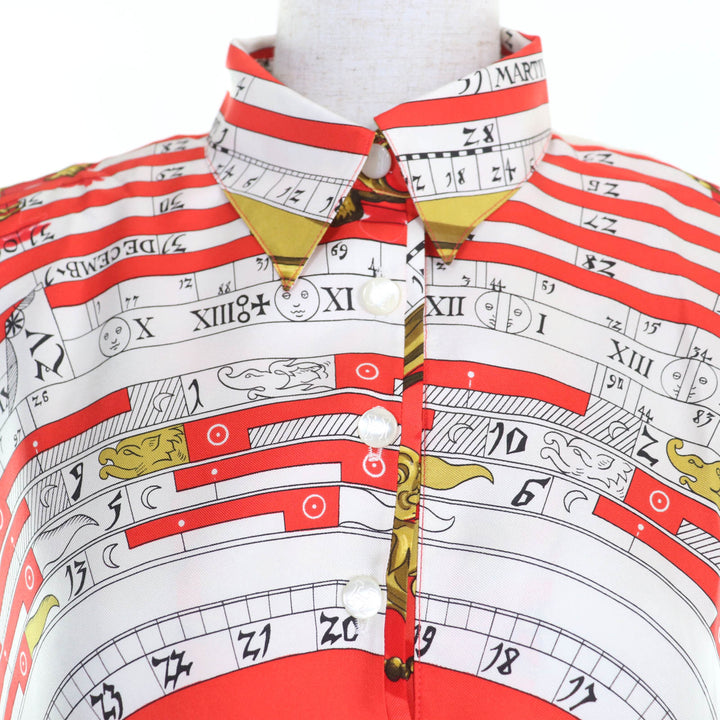 Excellent HERMES Short sleeve polo shirt astrology Twill Laine Silk Switch Knit