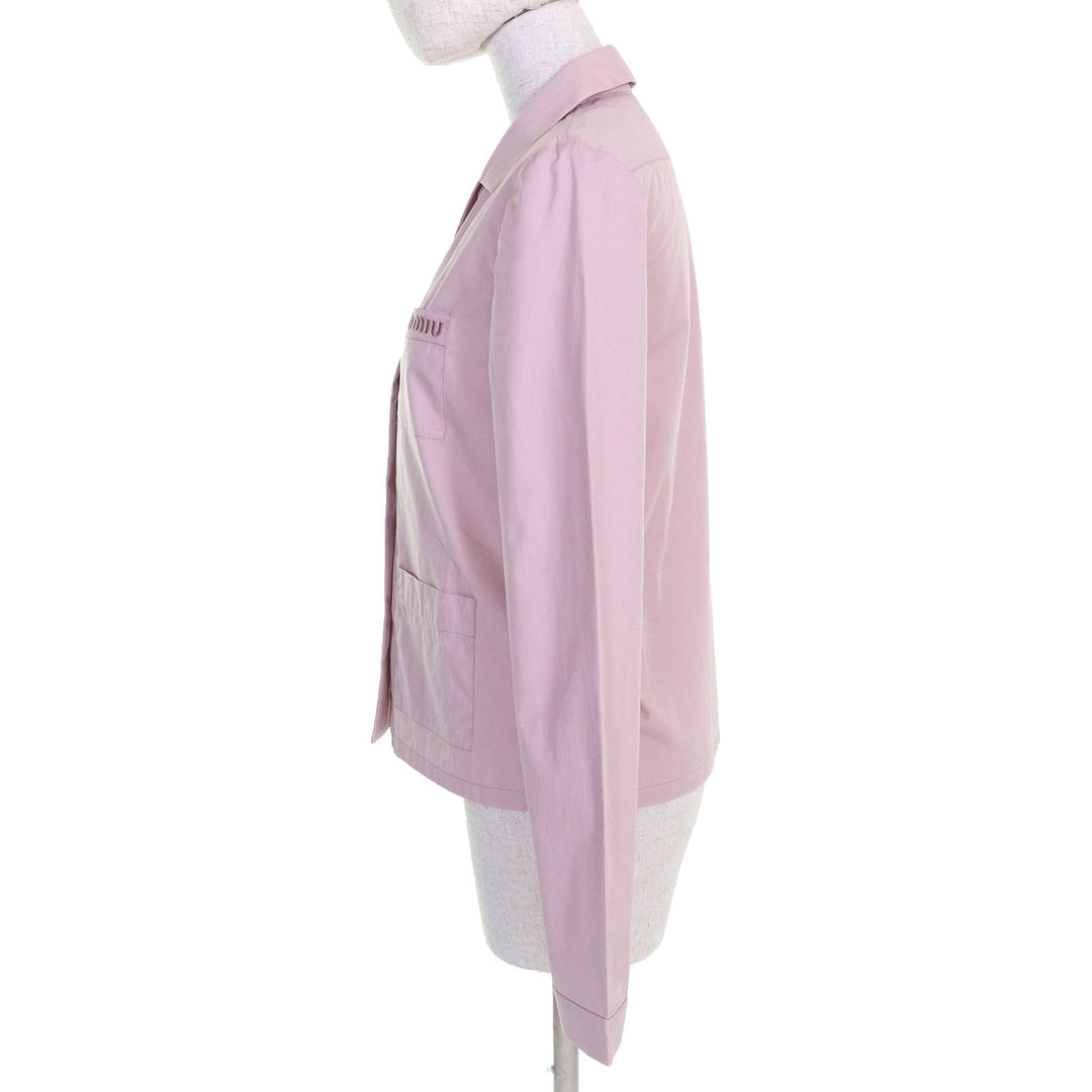 Excellent MIUMIU Long sleeve shirt poplin Logo embroidery OPALE cotton Women 36