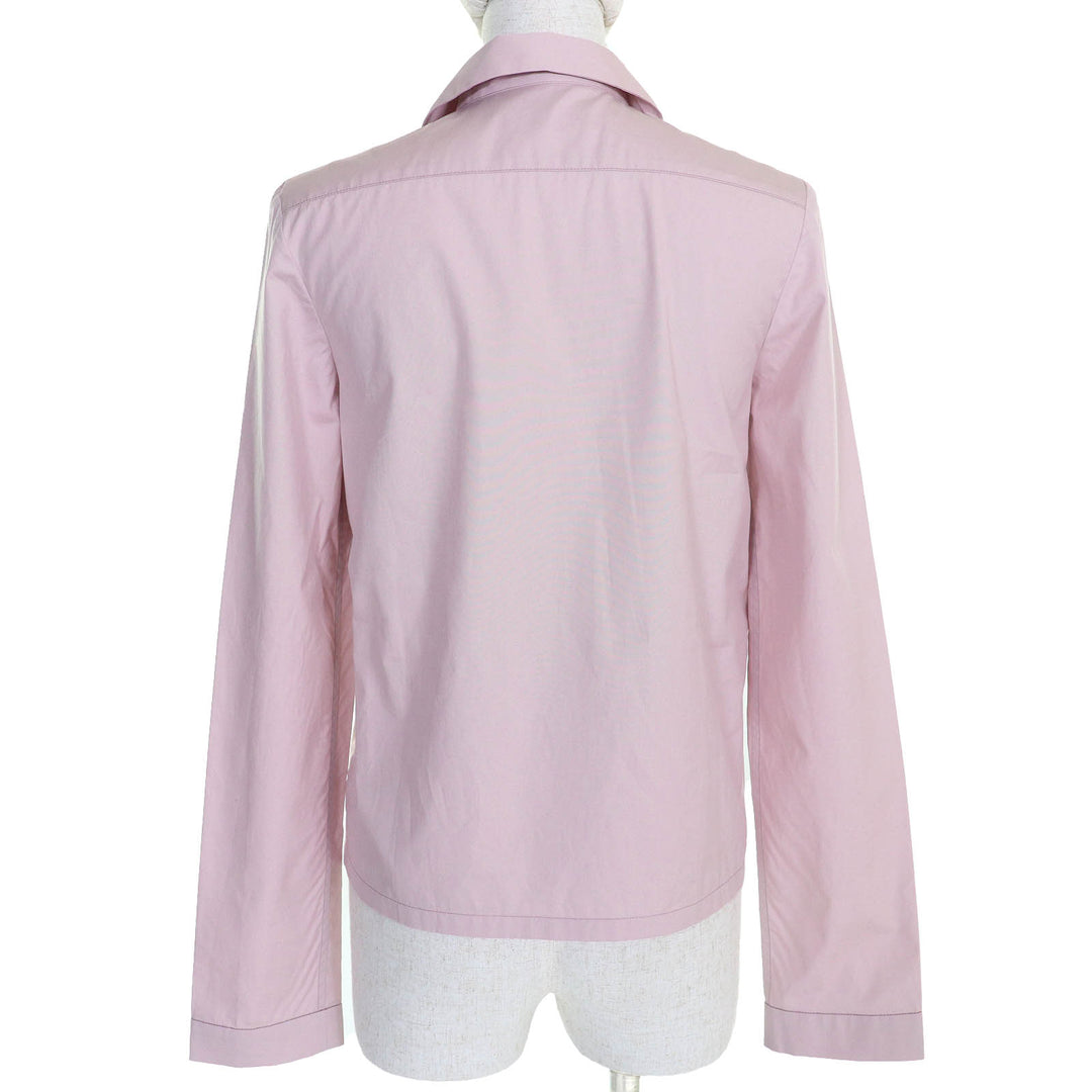 Excellent MIUMIU Long sleeve shirt poplin Logo embroidery OPALE cotton Women 36