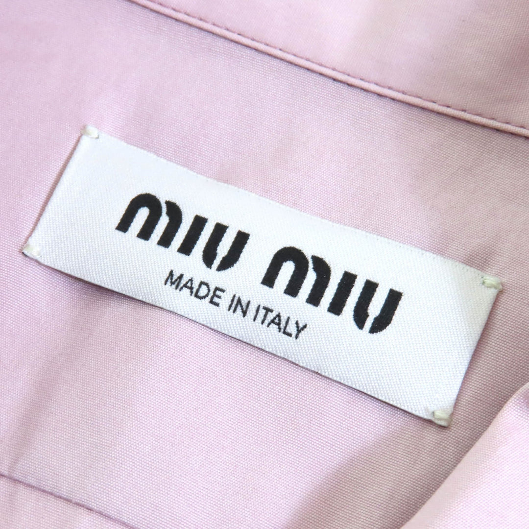 Excellent MIUMIU Long sleeve shirt poplin Logo embroidery OPALE cotton Women 36