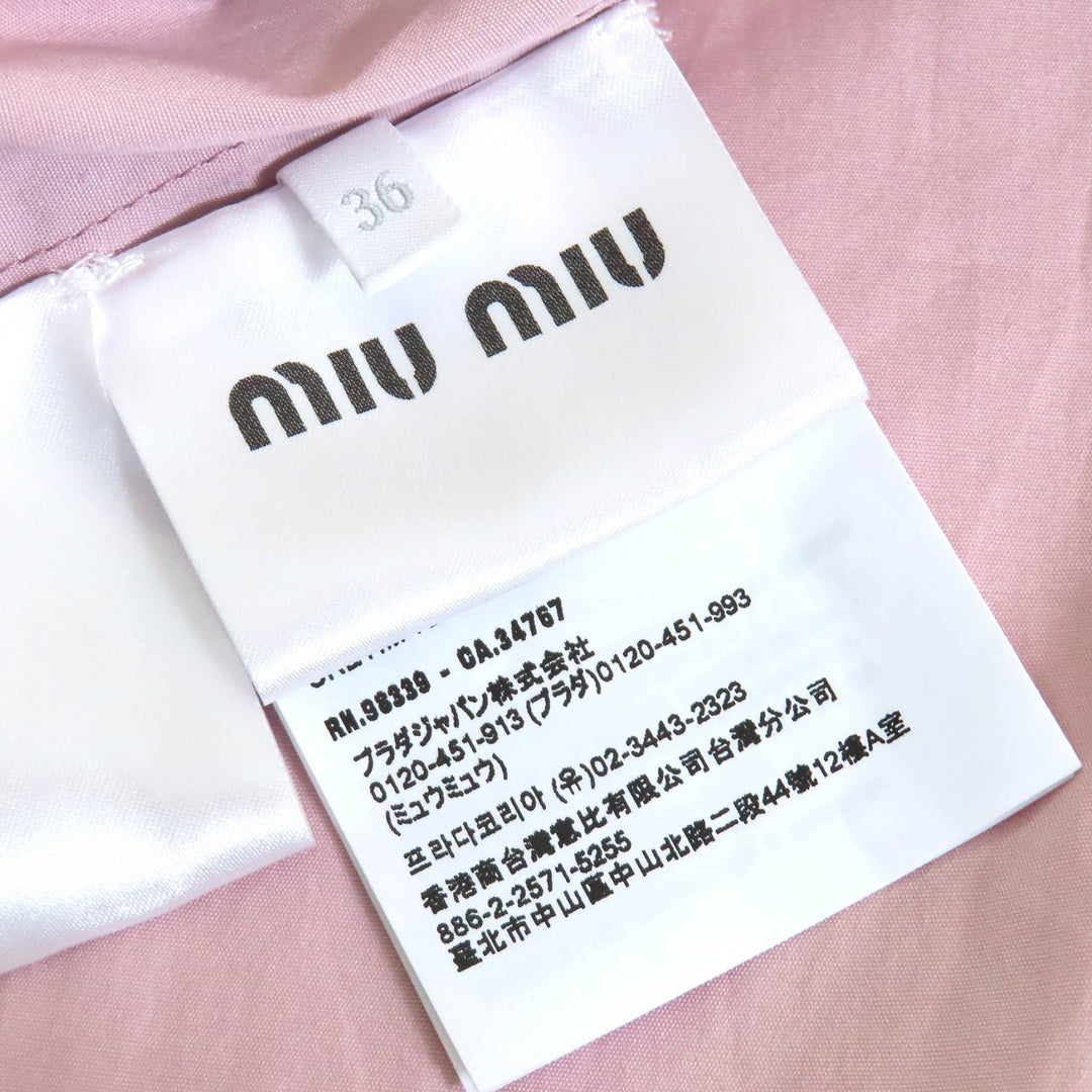 Excellent MIUMIU Long sleeve shirt poplin Logo embroidery OPALE cotton Women 36