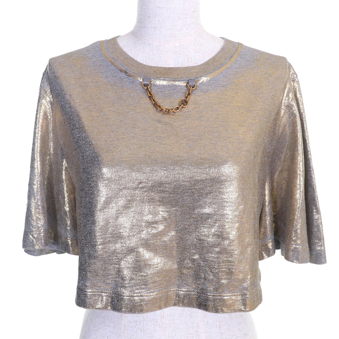 Pristine LOUIS VUITTON T-shirt LV Logo Chain Lam Crew Neck Short Sleeve Cropped