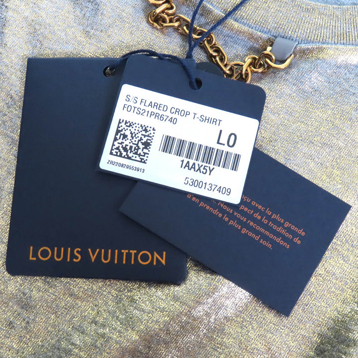 Pristine LOUIS VUITTON T-shirt LV Logo Chain Lam Crew Neck Short Sleeve Cropped