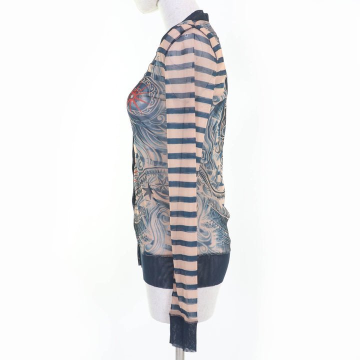Pristine JEAN-PAUL GAULTIER cardigan Tattoo Print Power Net Long Sleeve system Women S