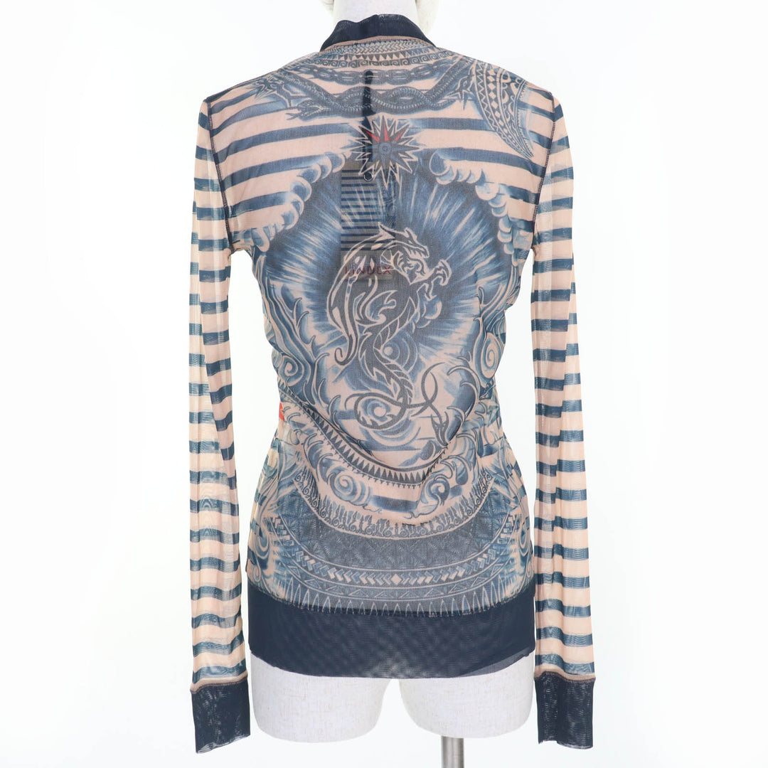 Pristine JEAN-PAUL GAULTIER cardigan Tattoo Print Power Net Long Sleeve system Women S