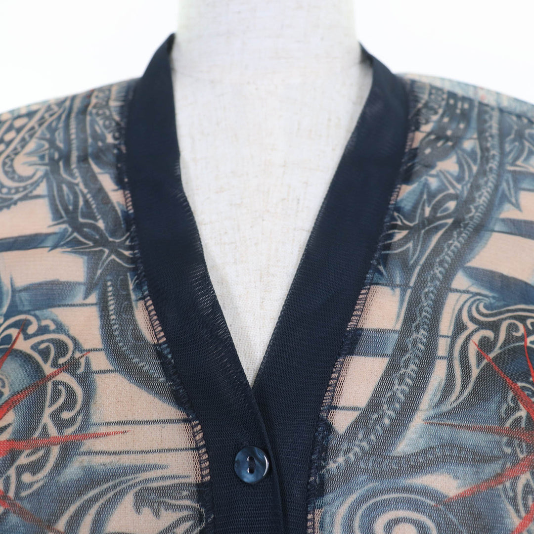 Pristine JEAN-PAUL GAULTIER cardigan Tattoo Print Power Net Long Sleeve system Women S