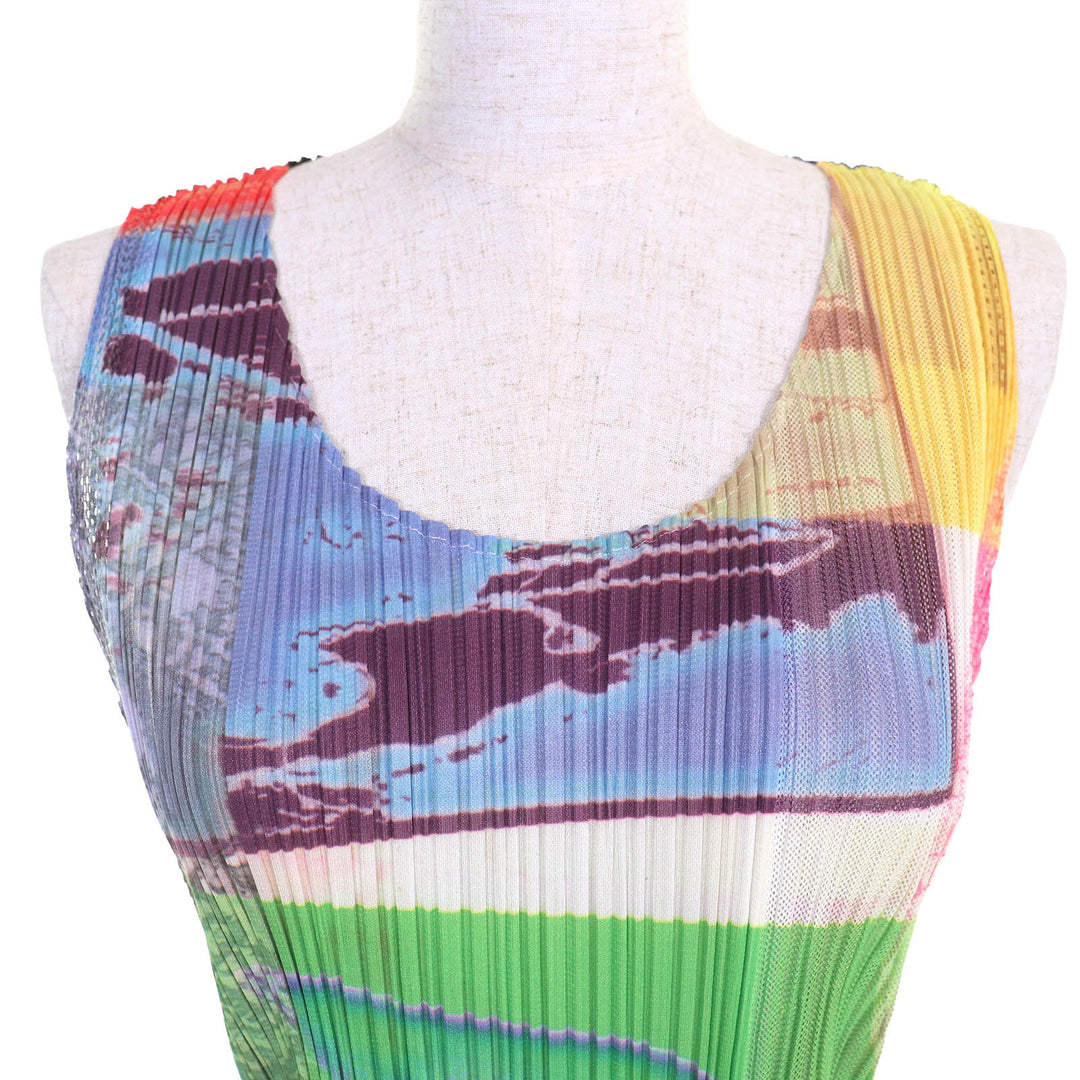 Excellent PLEATS PLEASE T-shirt All-over print sleeveless T-shirt multicolor 3