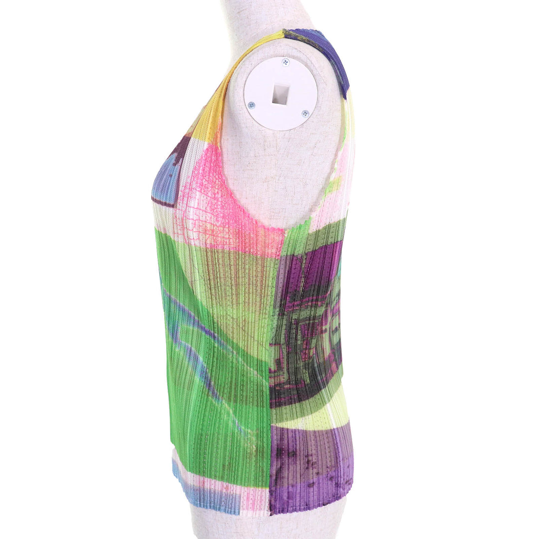 Excellent PLEATS PLEASE T-shirt All-over print sleeveless T-shirt multicolor 3