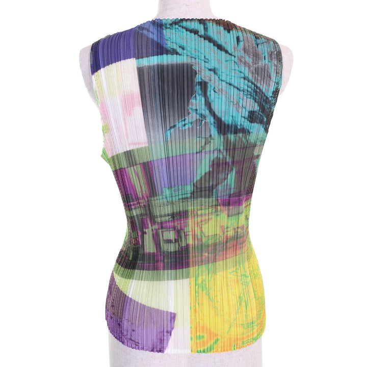 Excellent PLEATS PLEASE T-shirt All-over print sleeveless T-shirt multicolor 3
