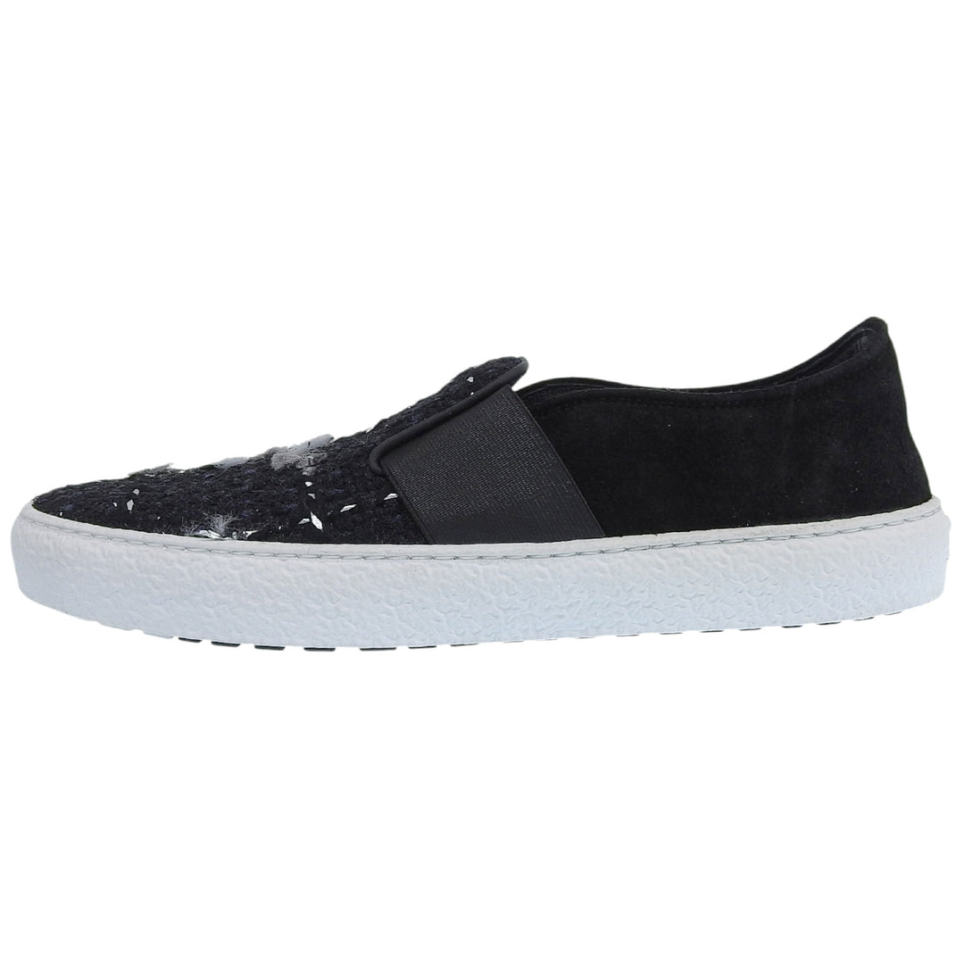 Great CHANEL Slip-on COCO Mark accents black tweed Women 38 G31713
