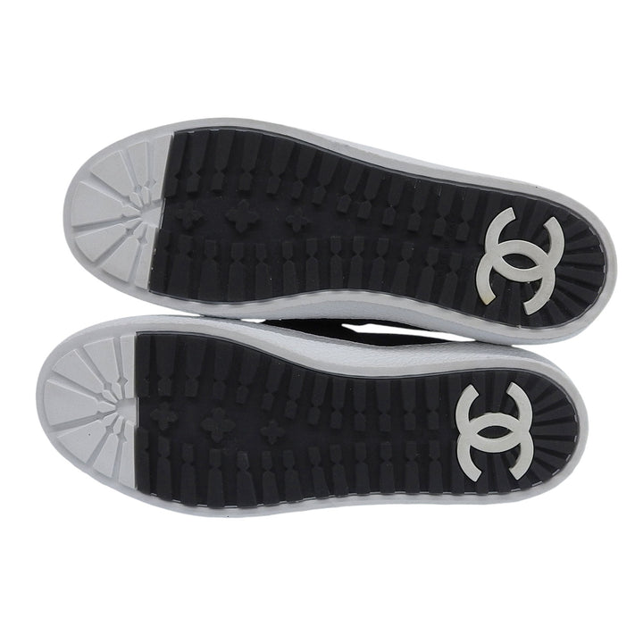 Great CHANEL Slip-on COCO Mark accents black tweed Women 38 G31713