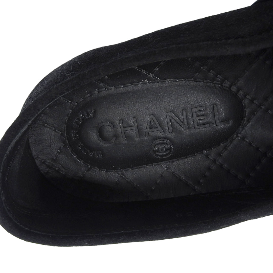 Great CHANEL Slip-on COCO Mark accents black tweed Women 38 G31713