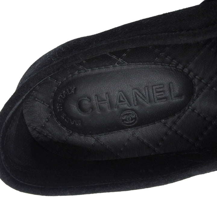 Great CHANEL Slip-on COCO Mark accents black tweed Women 38 G31713