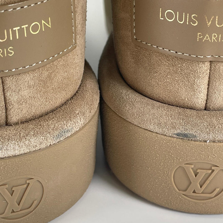 Great LOUIS VUITTON short boots Belt design beige Mouton Women 37
