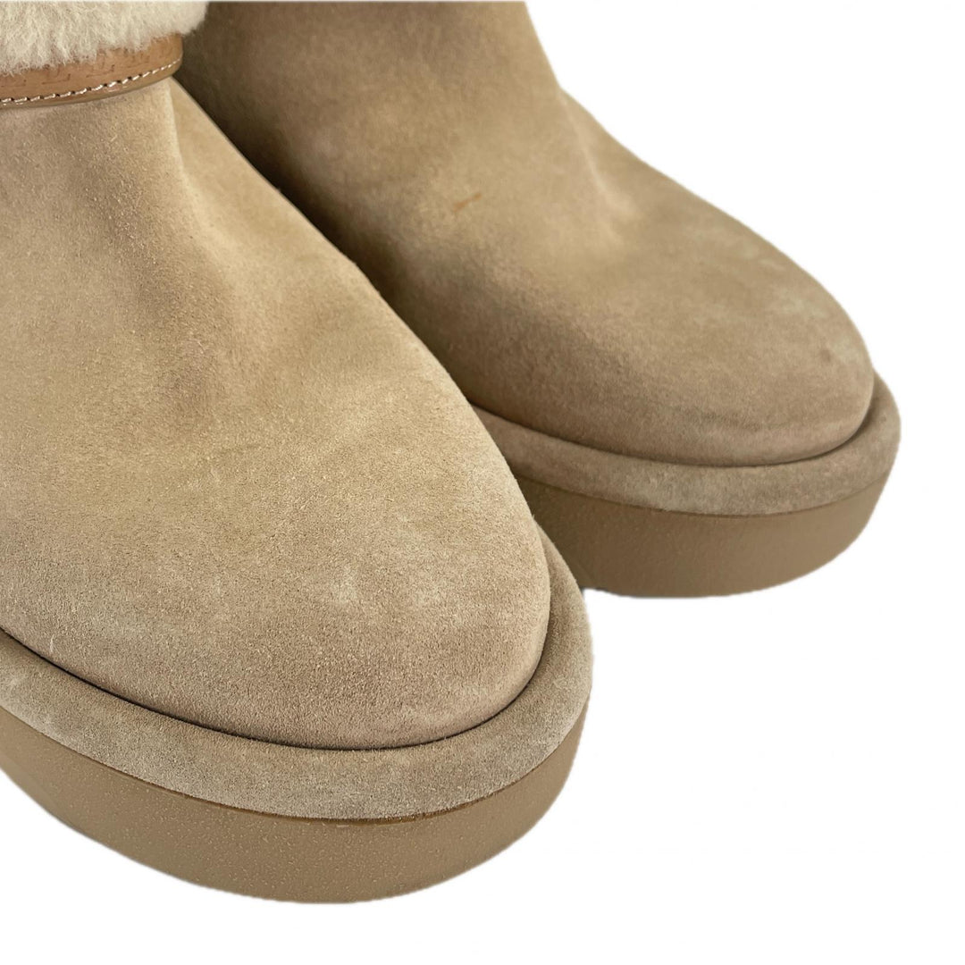 Great LOUIS VUITTON short boots Belt design beige Mouton Women 37
