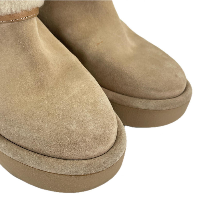 Great LOUIS VUITTON short boots Belt design beige Mouton Women 37