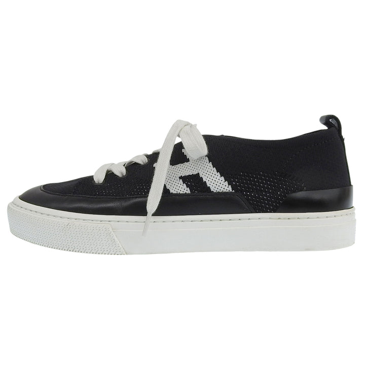 Great HERMES sneakers deep H logo design leather knit Black White knit Women 37