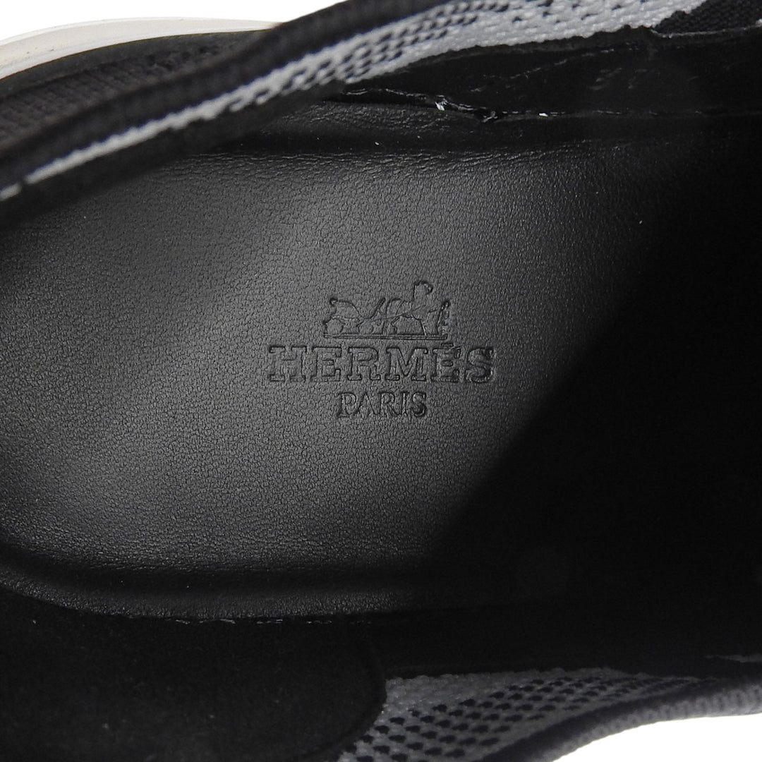 Great HERMES sneakers deep H logo design leather knit Black White knit Women 37