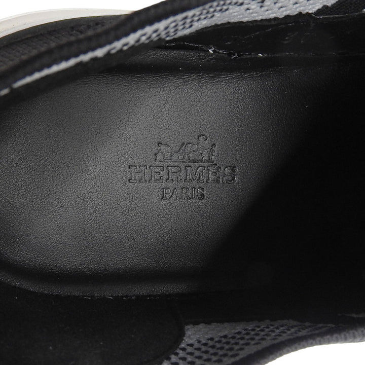 Great HERMES sneakers deep H logo design leather knit Black White knit Women 37
