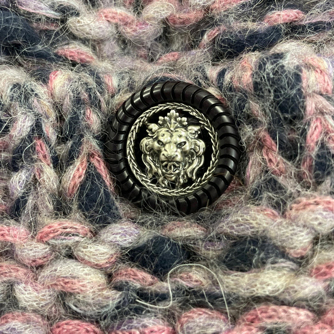 Great CHANEL cardigan Lion button front open long Multi mohair Women 34 P50100