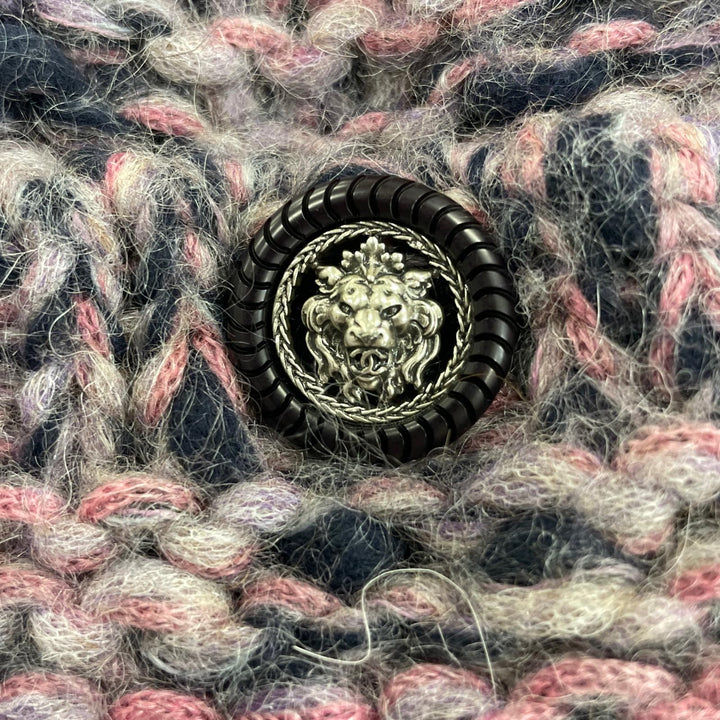 Great CHANEL cardigan Lion button front open long Multi mohair Women 34 P50100