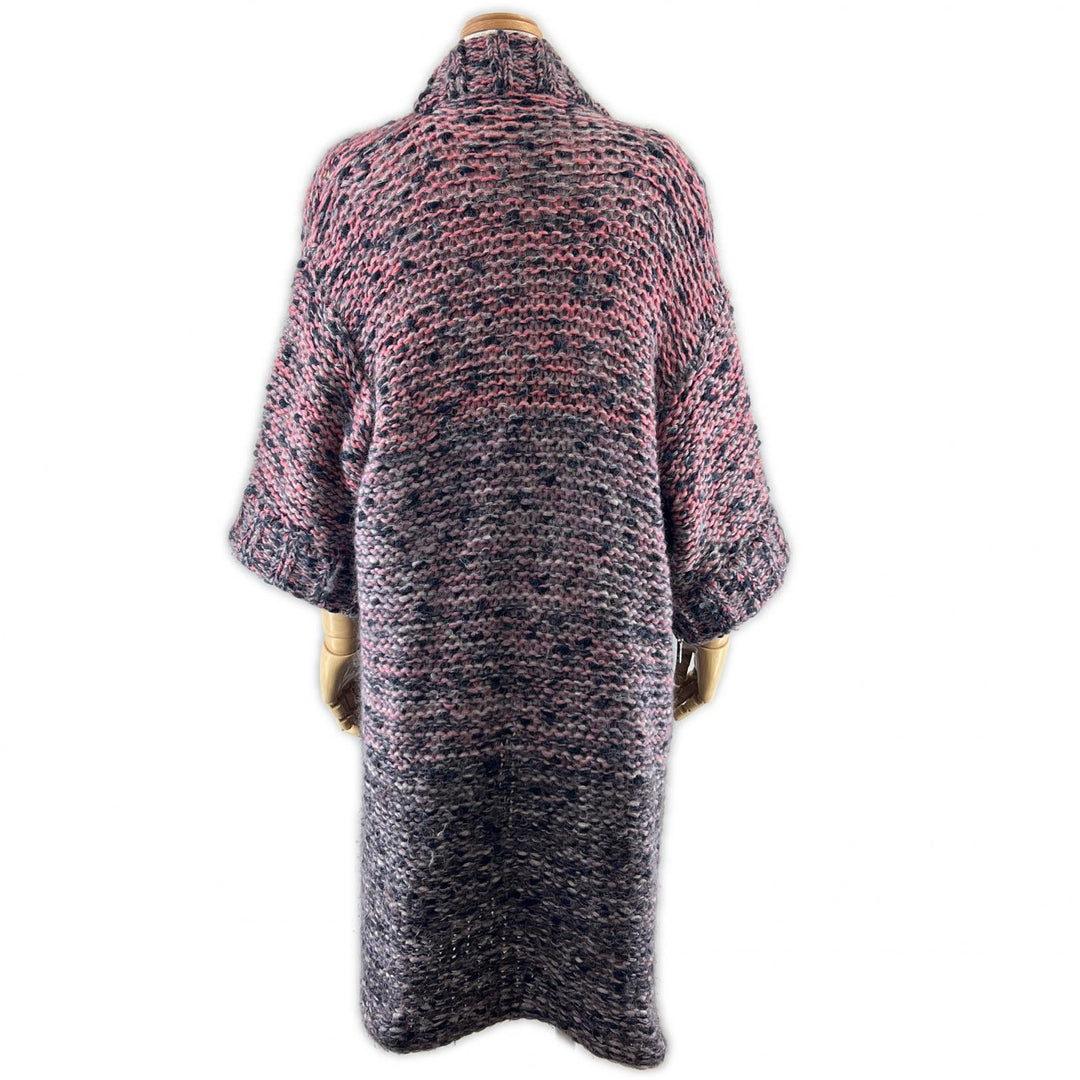 Great CHANEL cardigan Lion button front open long Multi mohair Women 34 P50100