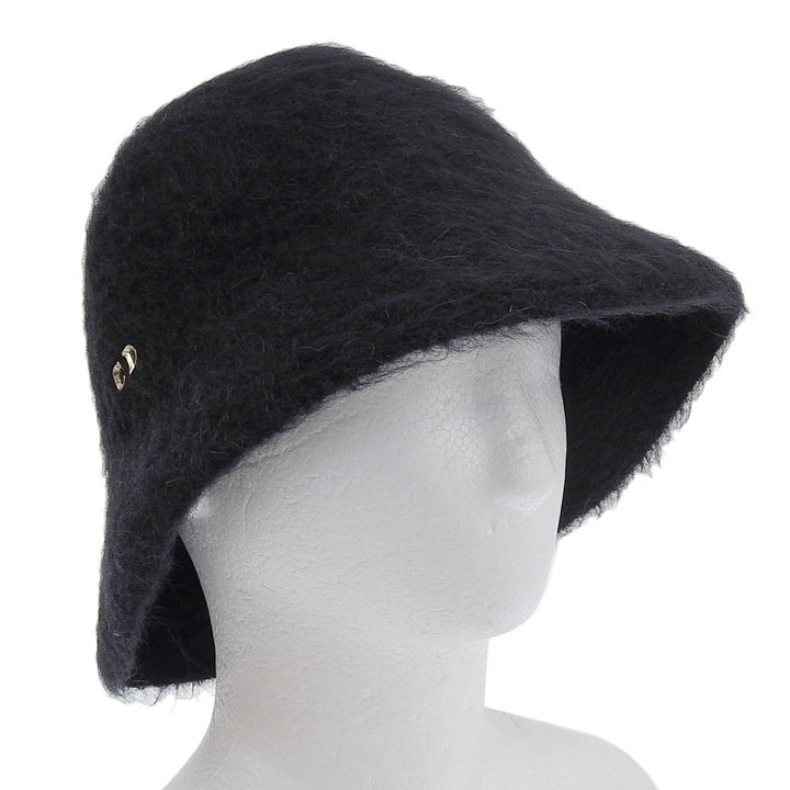 Excellent Christian Dior hat CD Logo Metal Bucket black mohair Women M 35DTM985G102