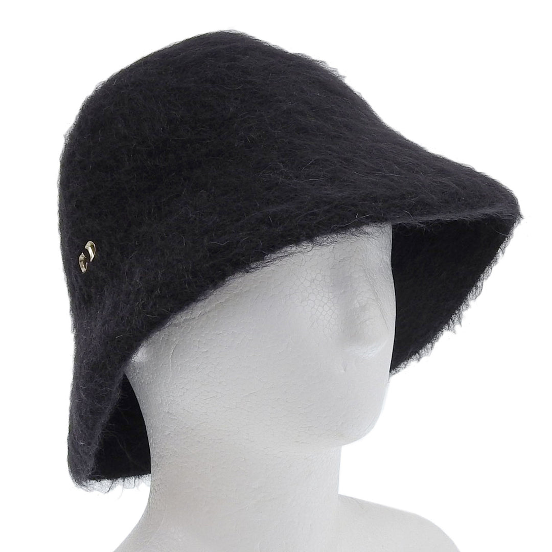 Excellent Christian Dior hat CD Logo Metal Bucket black mohair M 35DTM985G102