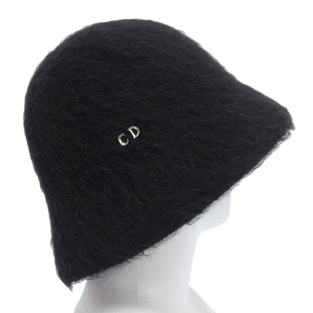 Excellent Christian Dior hat CD Logo Metal Bucket black mohair M 35DTM985G102