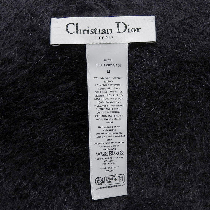 Excellent Christian Dior hat CD Logo Metal Bucket black mohair Women M 35DTM985G102