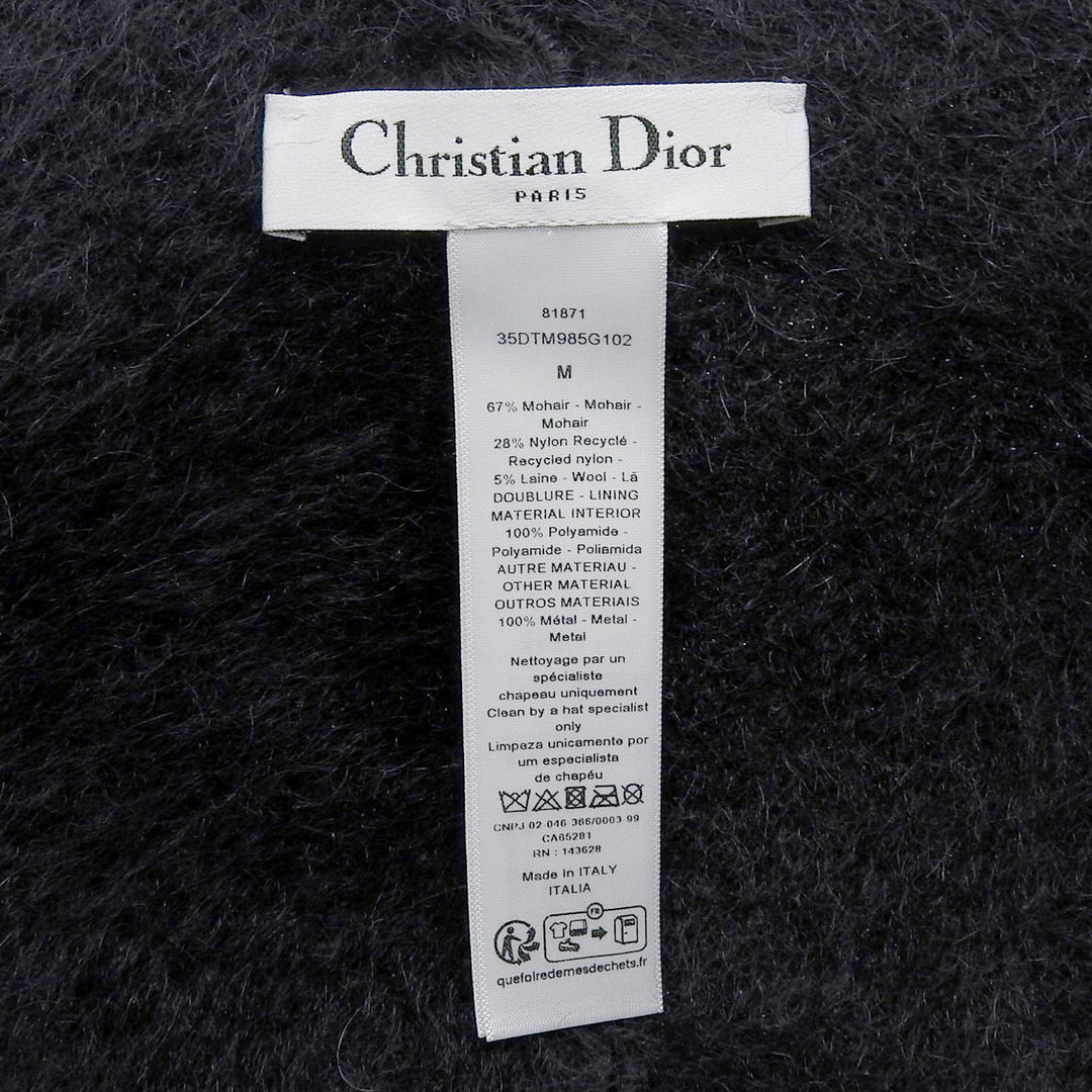 Excellent Christian Dior hat CD Logo Metal Bucket black mohair M 35DTM985G102