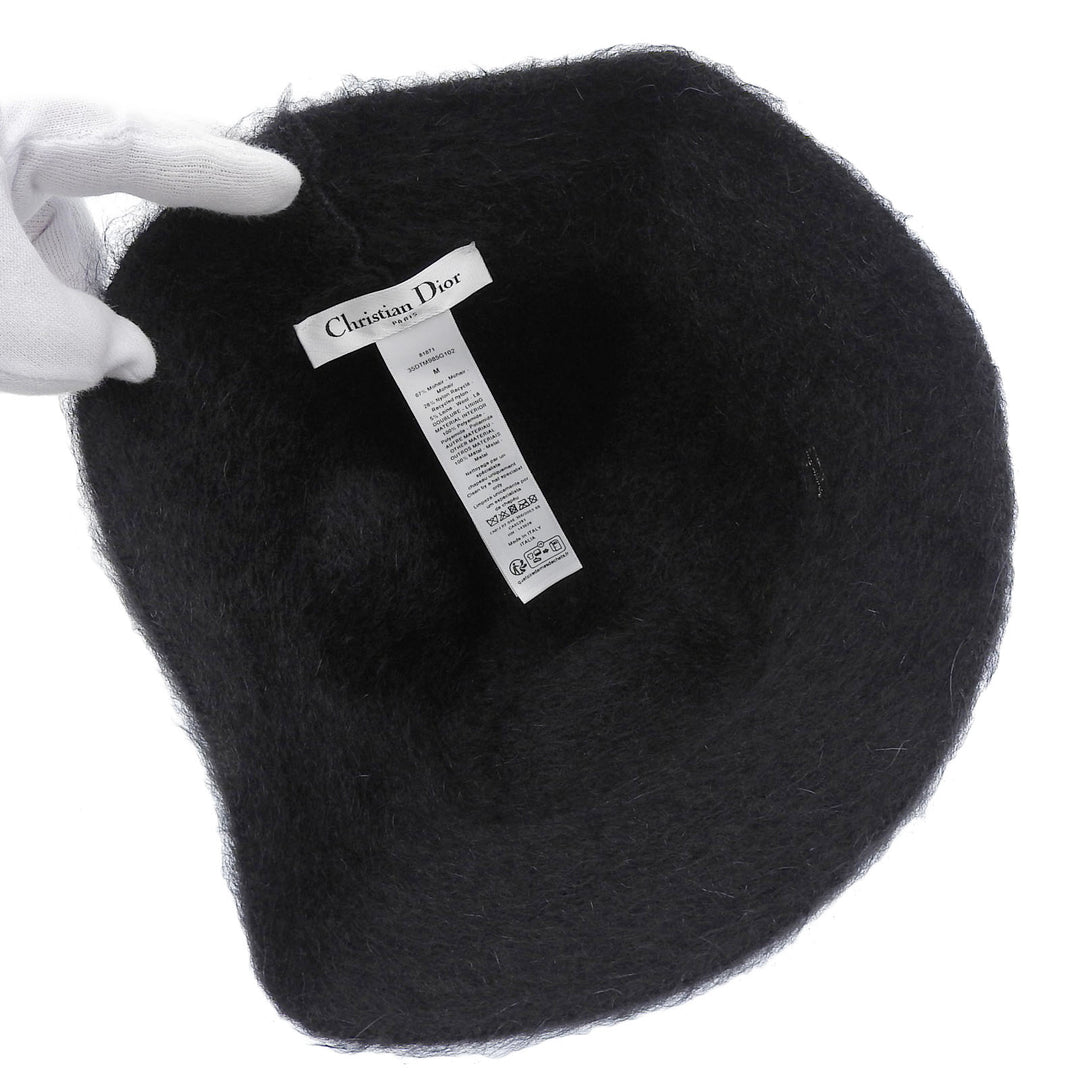 Excellent Christian Dior hat CD Logo Metal Bucket black mohair M 35DTM985G102