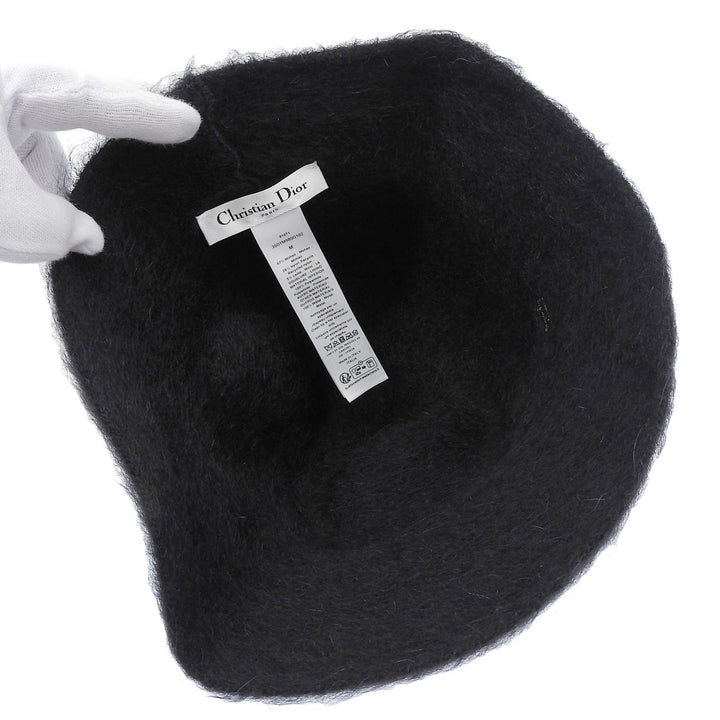 Excellent Christian Dior hat CD Logo Metal Bucket black mohair M 35DTM985G102