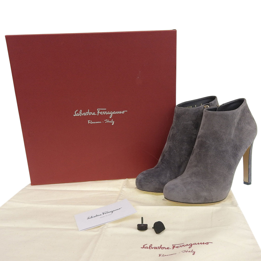 Excellent Salvatore Ferragamo Ankle boots GOLIA gray Suede leather 6 DG73882