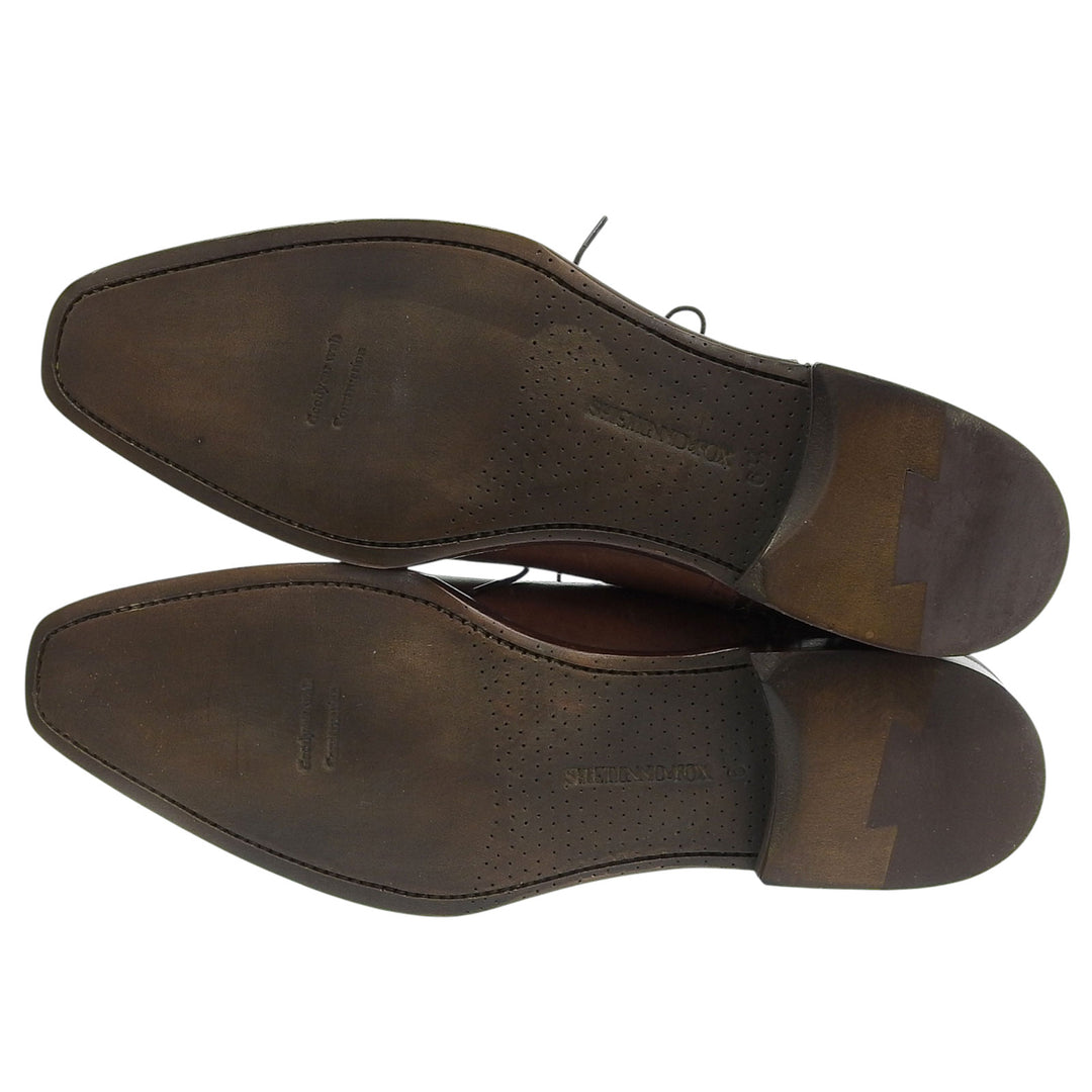 Excellent SHETLANDFOX Leather shoes Brown leather mens 6.5 15KVS 3049SF