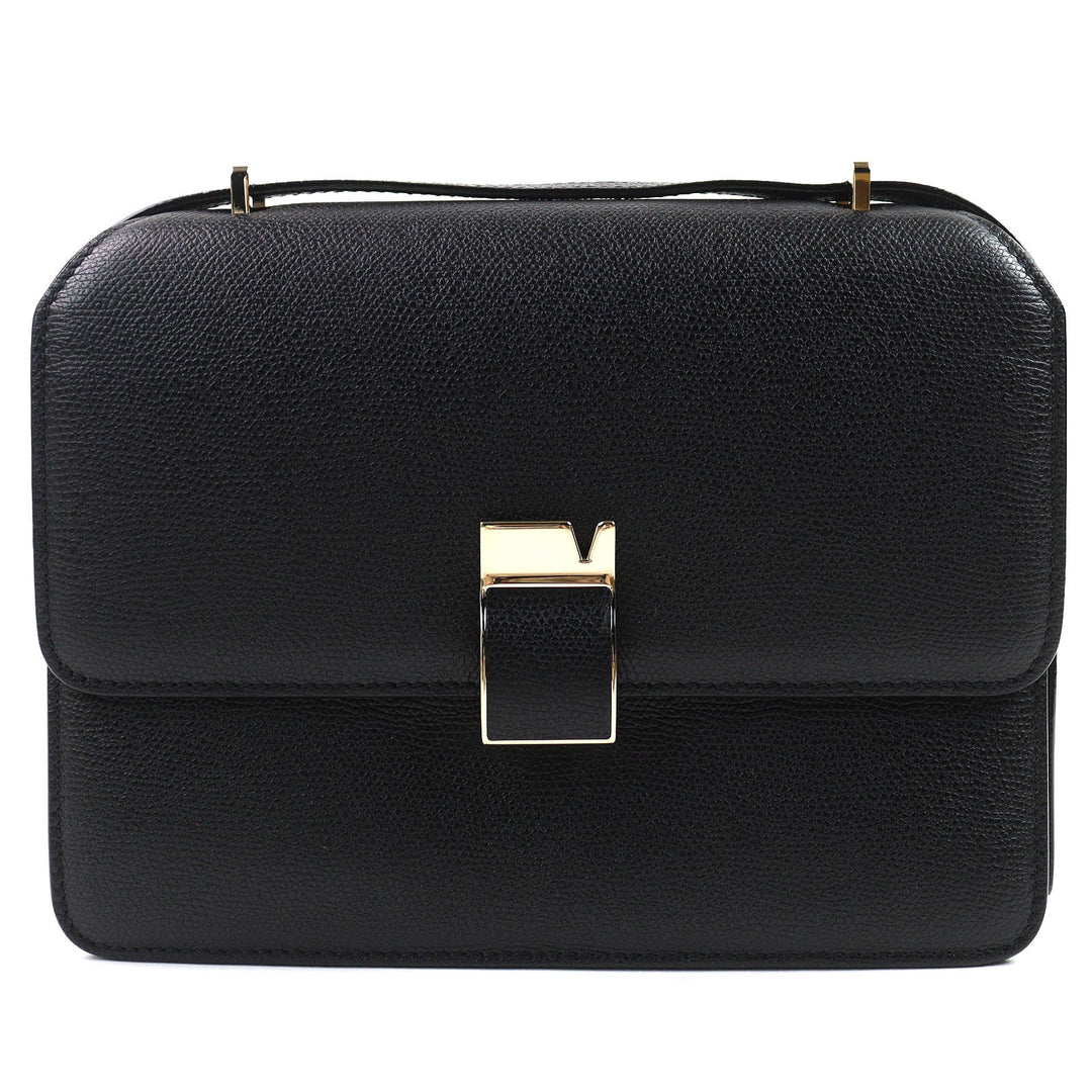 Excellent Valextra Shoulder Bag Noro black Soft Calfskin Skin Leather Women