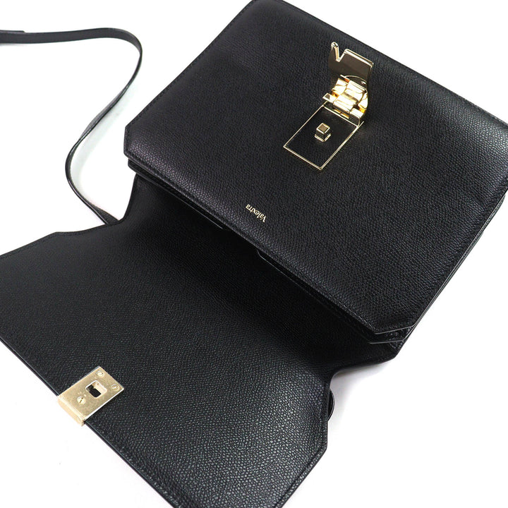 Excellent Valextra Shoulder Bag Noro black Soft Calfskin Skin Leather Women