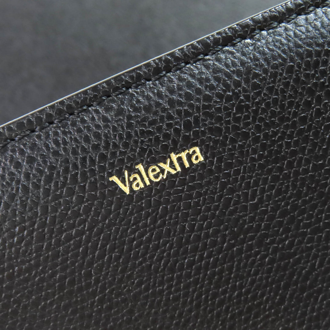 Excellent Valextra Shoulder Bag Noro black Soft Calfskin Skin Leather Women
