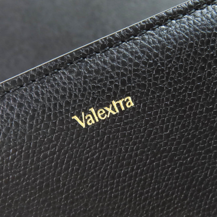 Excellent Valextra Shoulder Bag Noro black Soft Calfskin Skin Leather Women