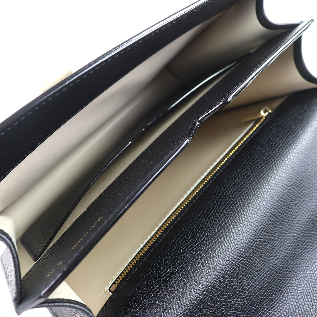 Excellent Valextra Shoulder Bag Noro black Soft Calfskin Skin Leather Women