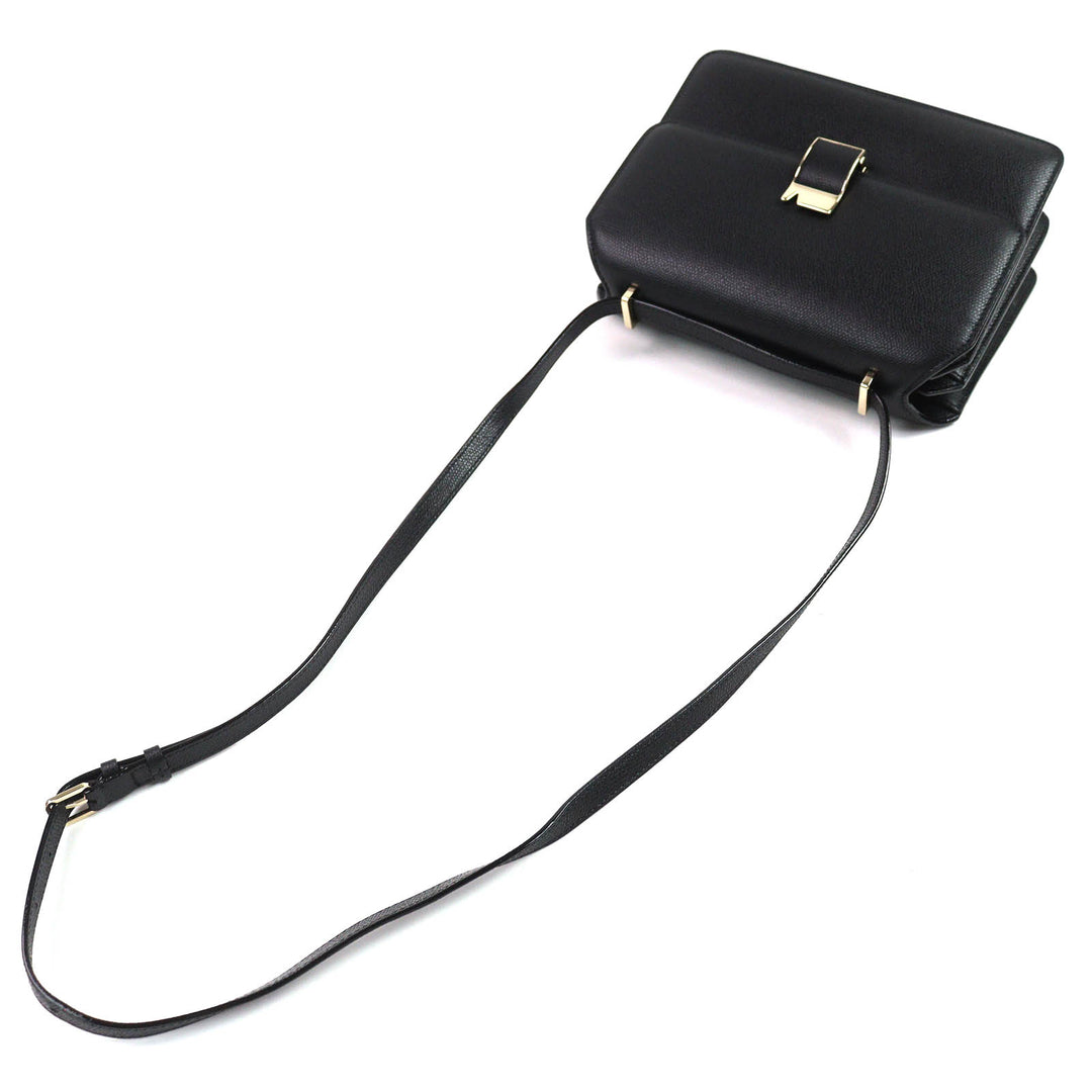 Excellent Valextra Shoulder Bag Noro black Soft Calfskin Skin Leather Women