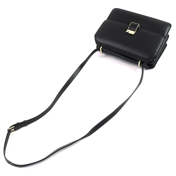 Excellent Valextra Shoulder Bag Noro black Soft Calfskin Skin Leather Women