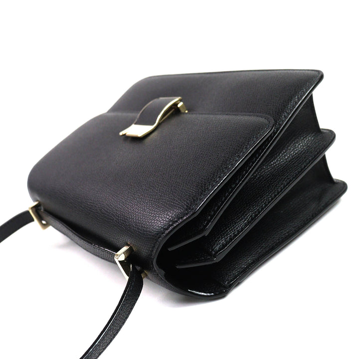 Excellent Valextra Shoulder Bag Noro black Soft Calfskin Skin Leather Women