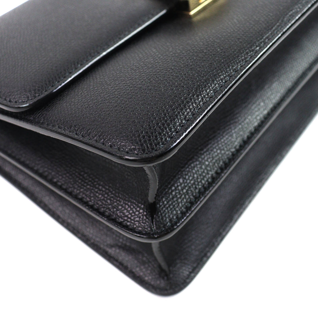 Excellent Valextra Shoulder Bag Noro black Soft Calfskin Skin Leather Women