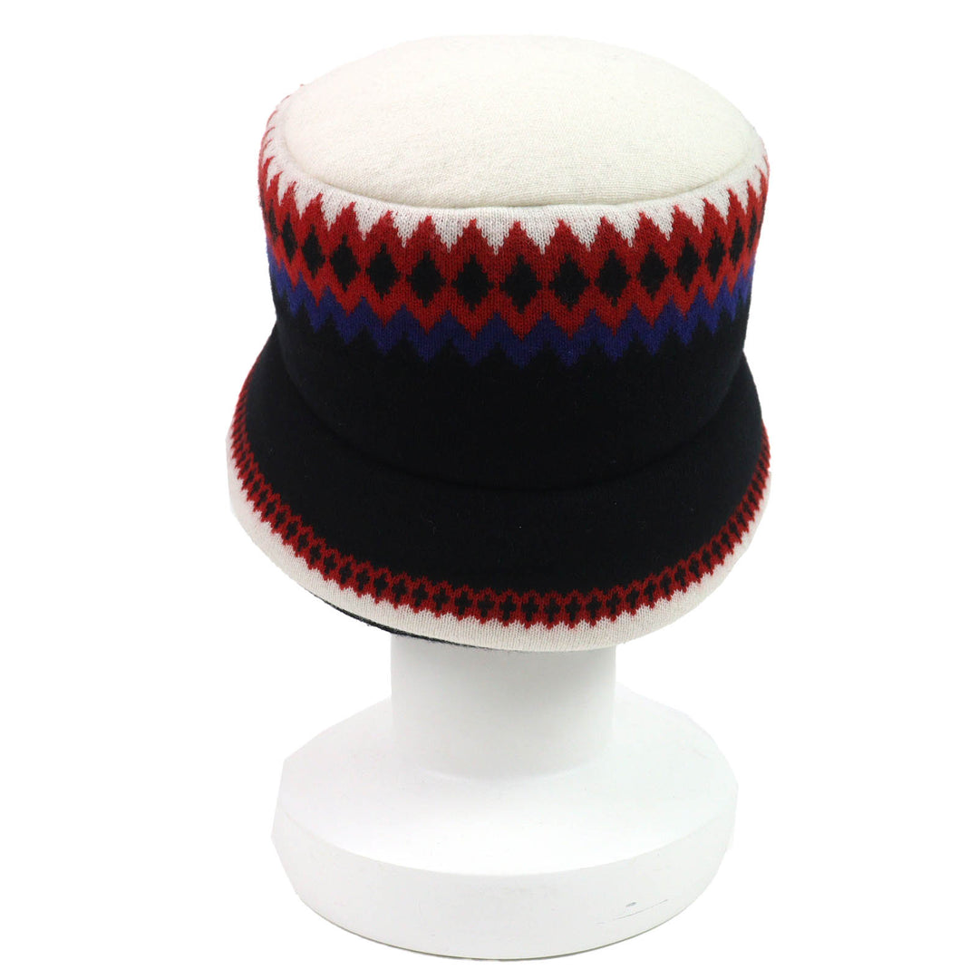 Great PRADA hat Logo padded bucket hat Black White Red Blue wool Women M 1HC248