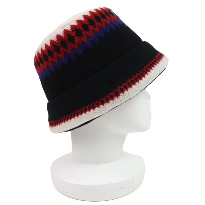 Great PRADA hat Logo padded bucket hat Black White Red Blue wool Women M 1HC248